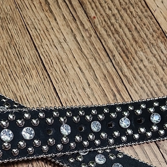 Guess Studded Black Belt with Silver Bling Buckle Westrtn Cowgirl Vintage - Picture 4 of 16